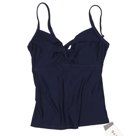 NWT Athleta Twist Up Tankini Top Solid Dress Blue - Picture 1 of 6